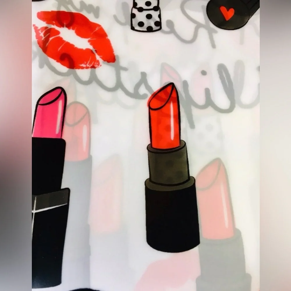 Read My Lipstick Peva Shower Curtain Lips Red Black Pink